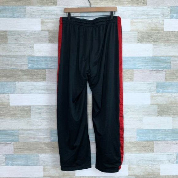 Nike Classic Track Sweatpants Black Red Mesh Lined Wide Leg Athletic Gym Mens XL - Picture 4 of 8